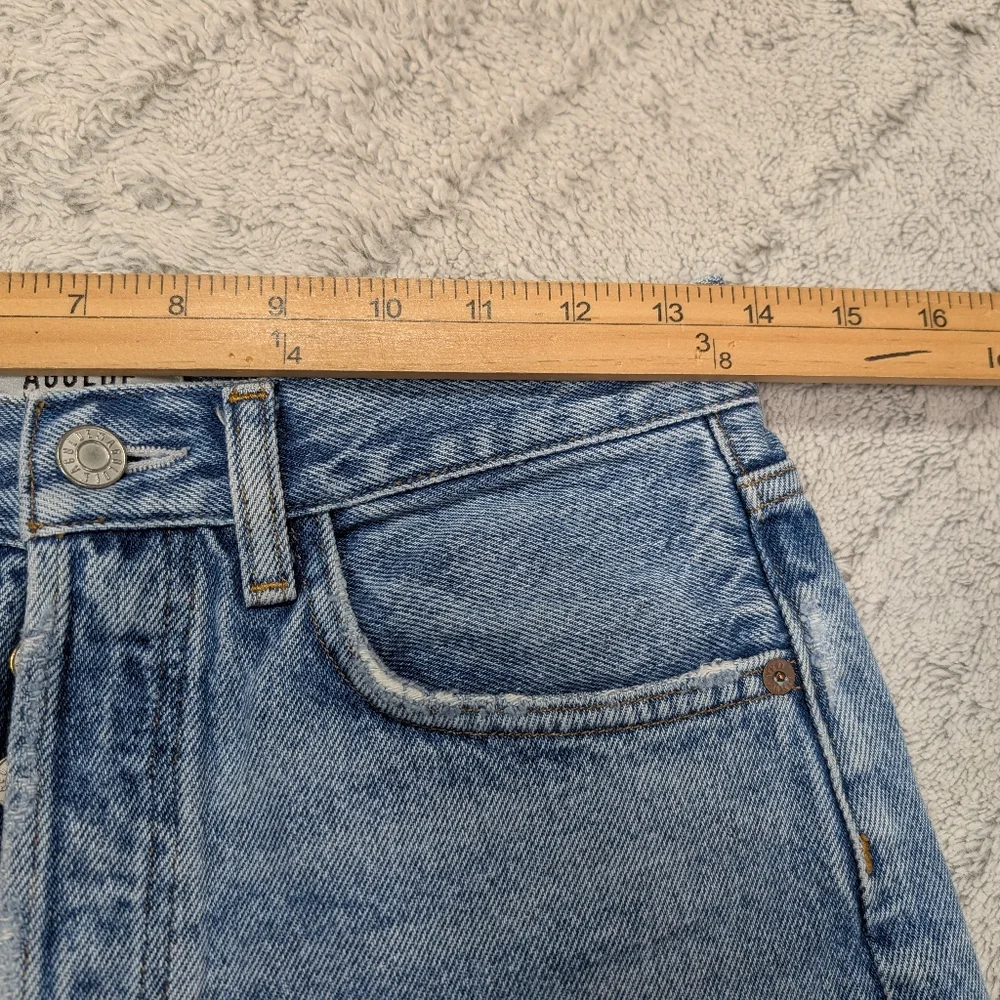 Agolde Shorts Womens 25 Blue Swapmeet Denim Parker Long High Rise Fray Hem - Picture 5 of 9